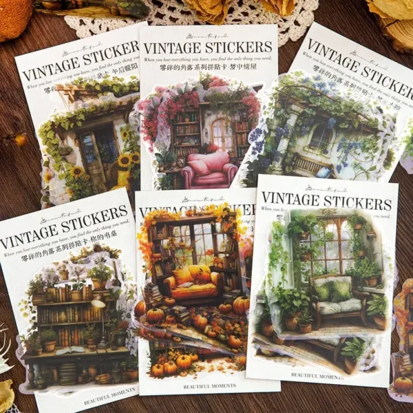 Vintage Window Scenes Sticker Pack